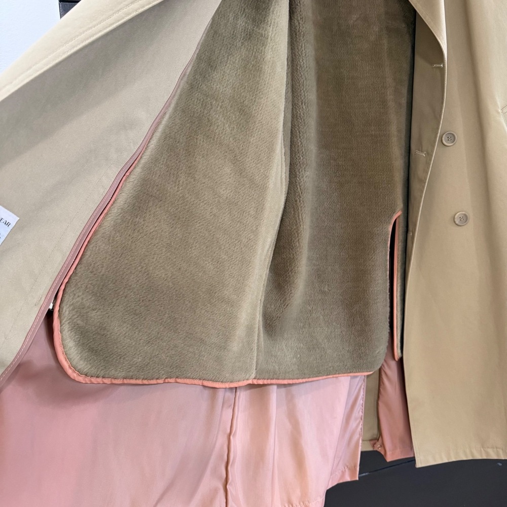 Vintage Oleg Cassini Trench Coat Men 42 L Tan Belted Lined Classic Rain Coat - Picture 8 of 13